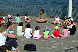 Children at lake